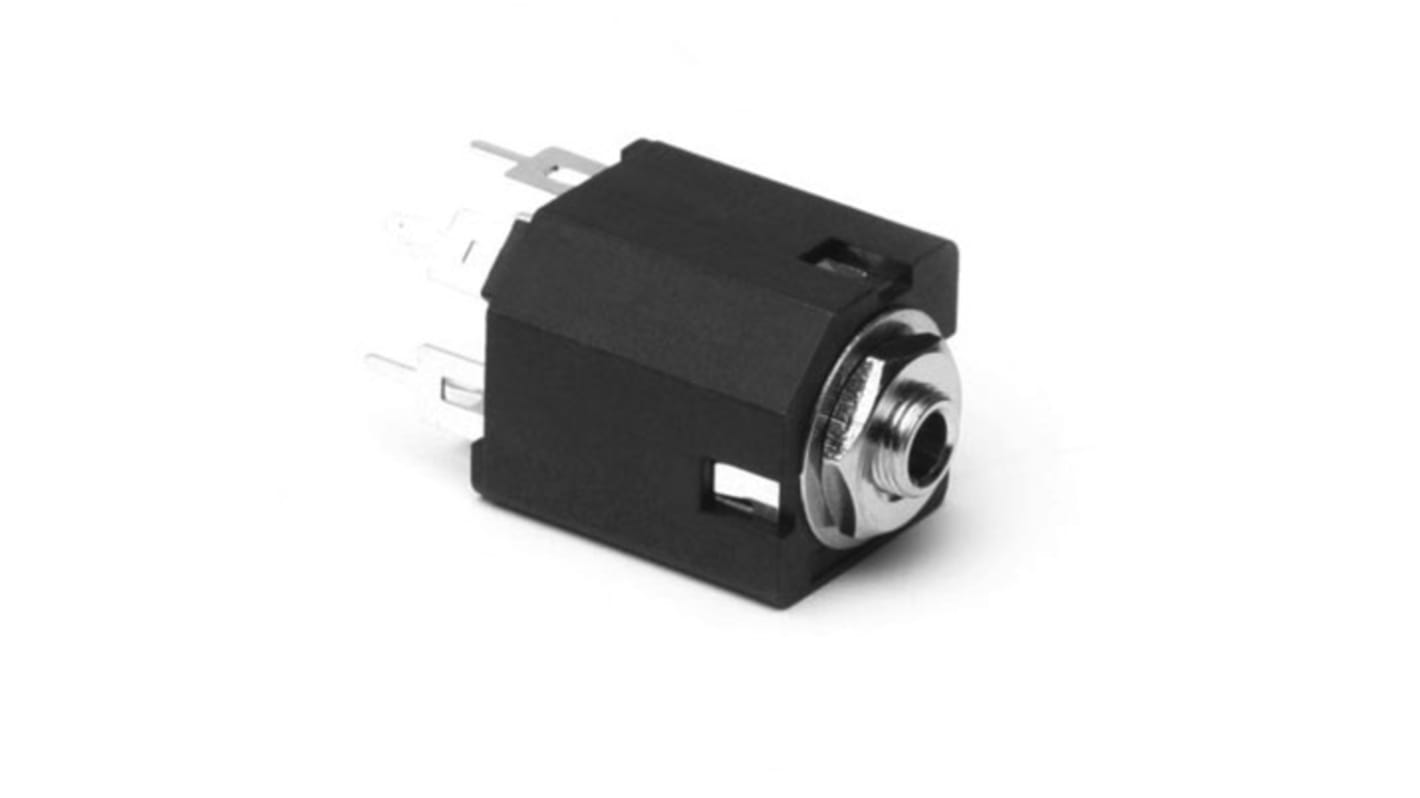 Amphenol Audio, Vertikal 3.5 mm Jack-konnektor, Telefonfatning, Hun, 10A, Print