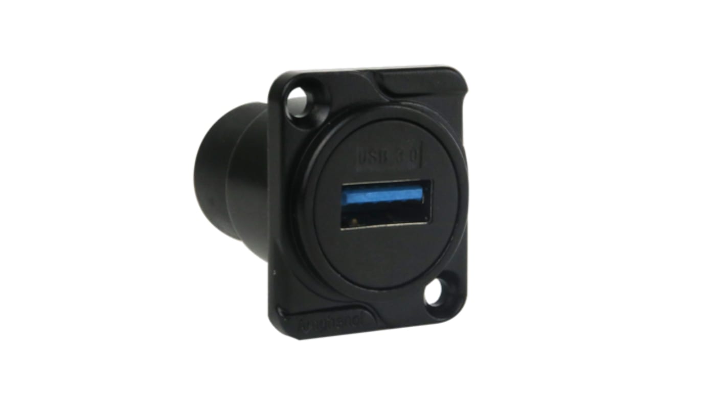 ACUSB3AAB Amphenol Audio Straight, Chassis Mount, Socket Type Type A 3 IP40 USB Connector RS