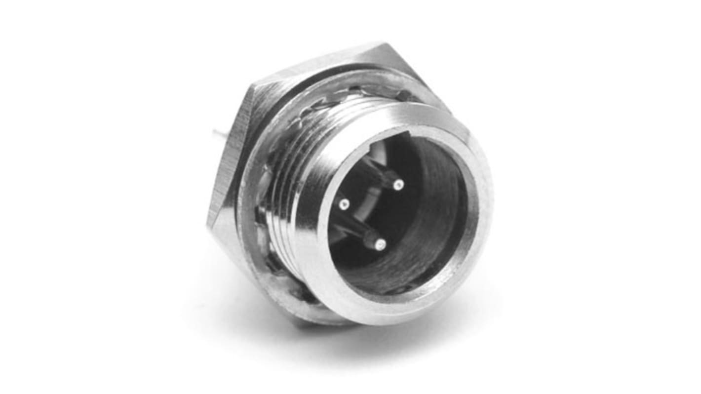 AG4MCC Amphenol Audio Chassis Mount XLR Connector, Male, IP00, 50 V, 4 Way, Nickel Plating RS