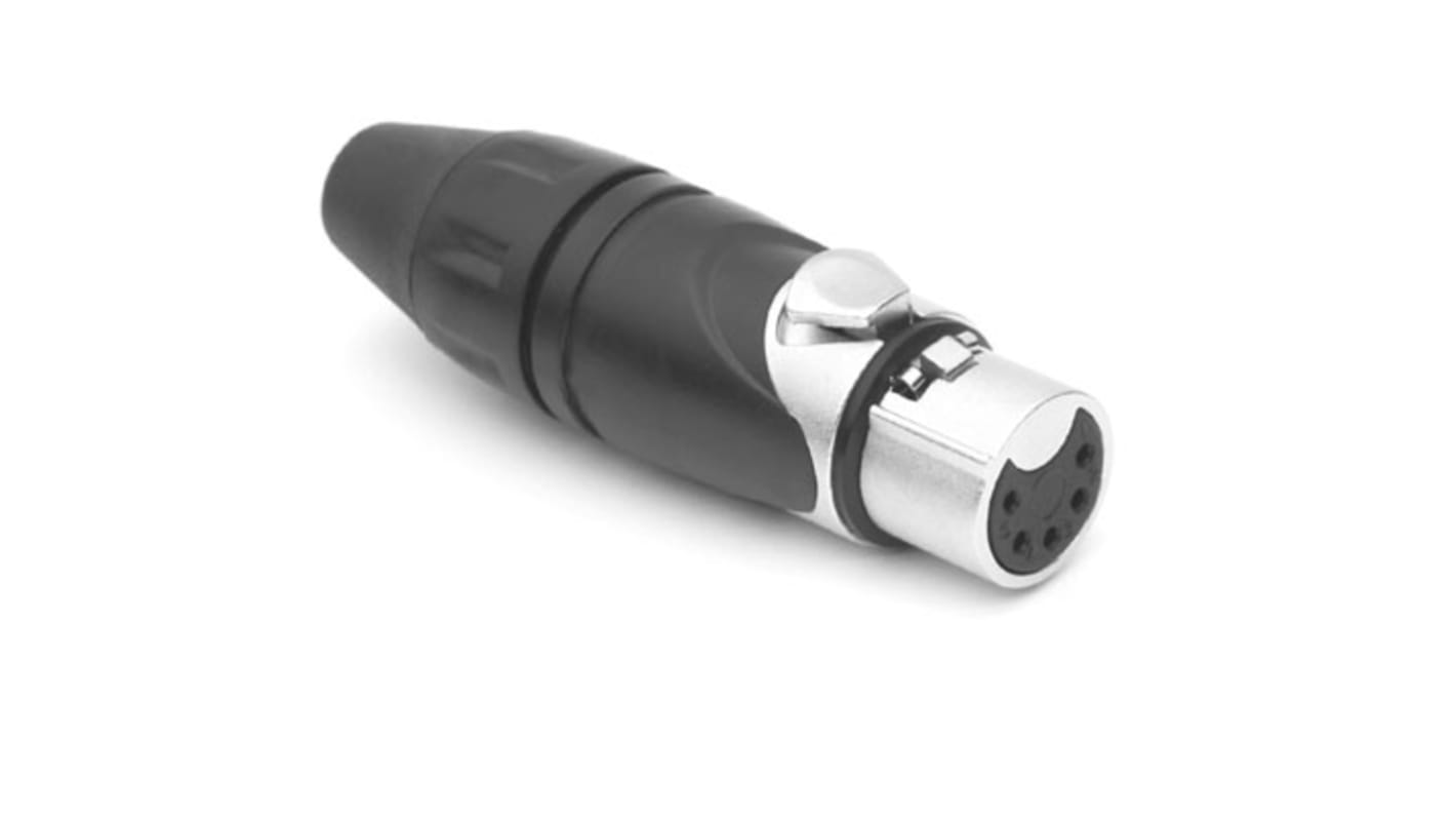 Conector XLR Hembra Recto de 5 pines Amphenol Audio revestidos de Plata, 7.5A, Montaje de Cable