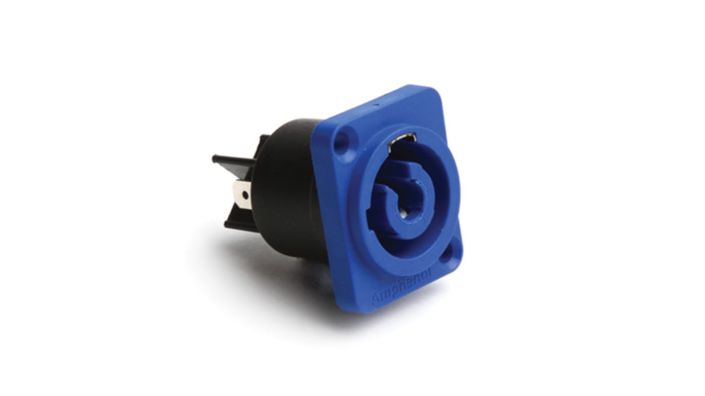 Amphenol Audio, HP IP54 Blue Panel Mount 3P Power Connector Plug, Rated At 25A, 250 V No