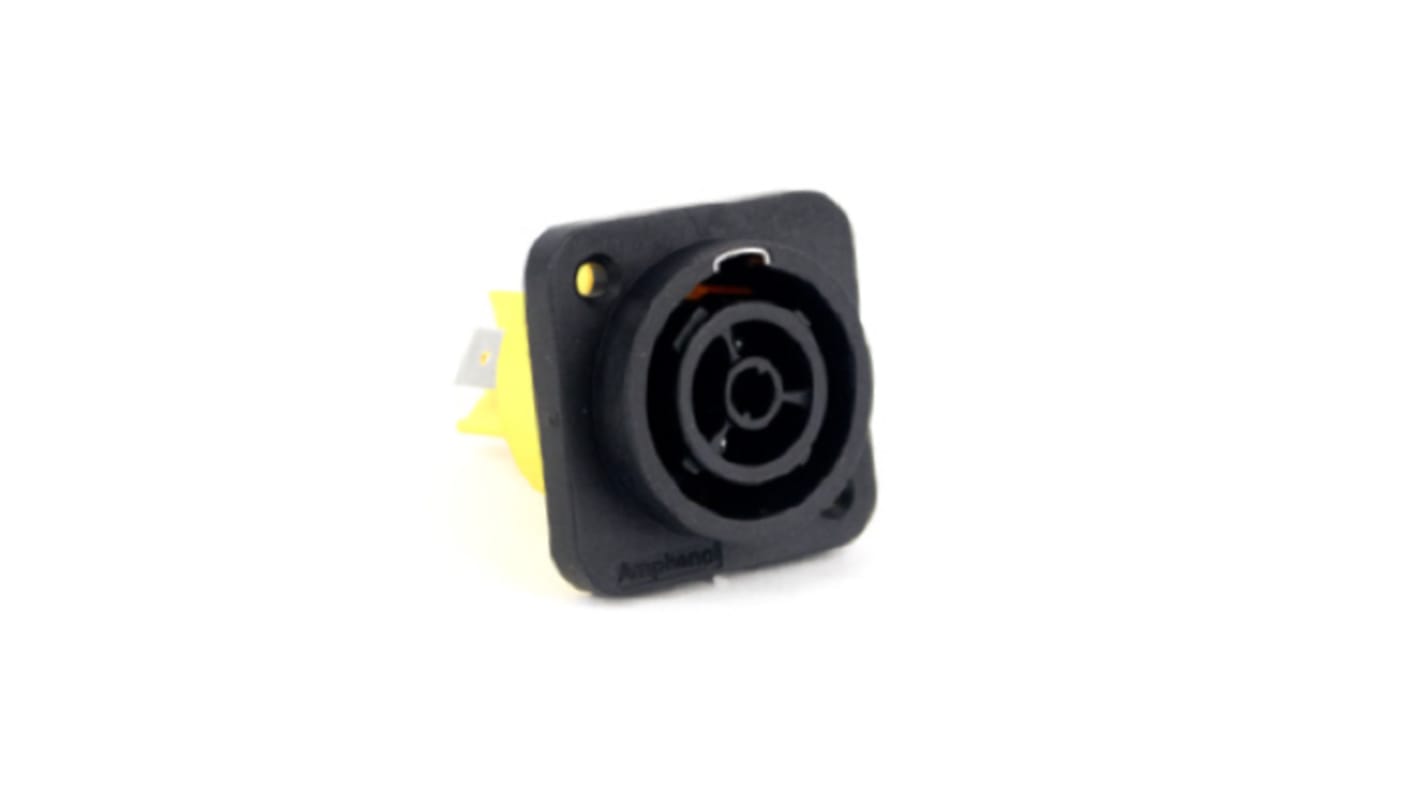 Amphenol Audio, HPT IP65 Black Panel Mount 3P Power Connector Socket, Rated At 16A, 250 V No