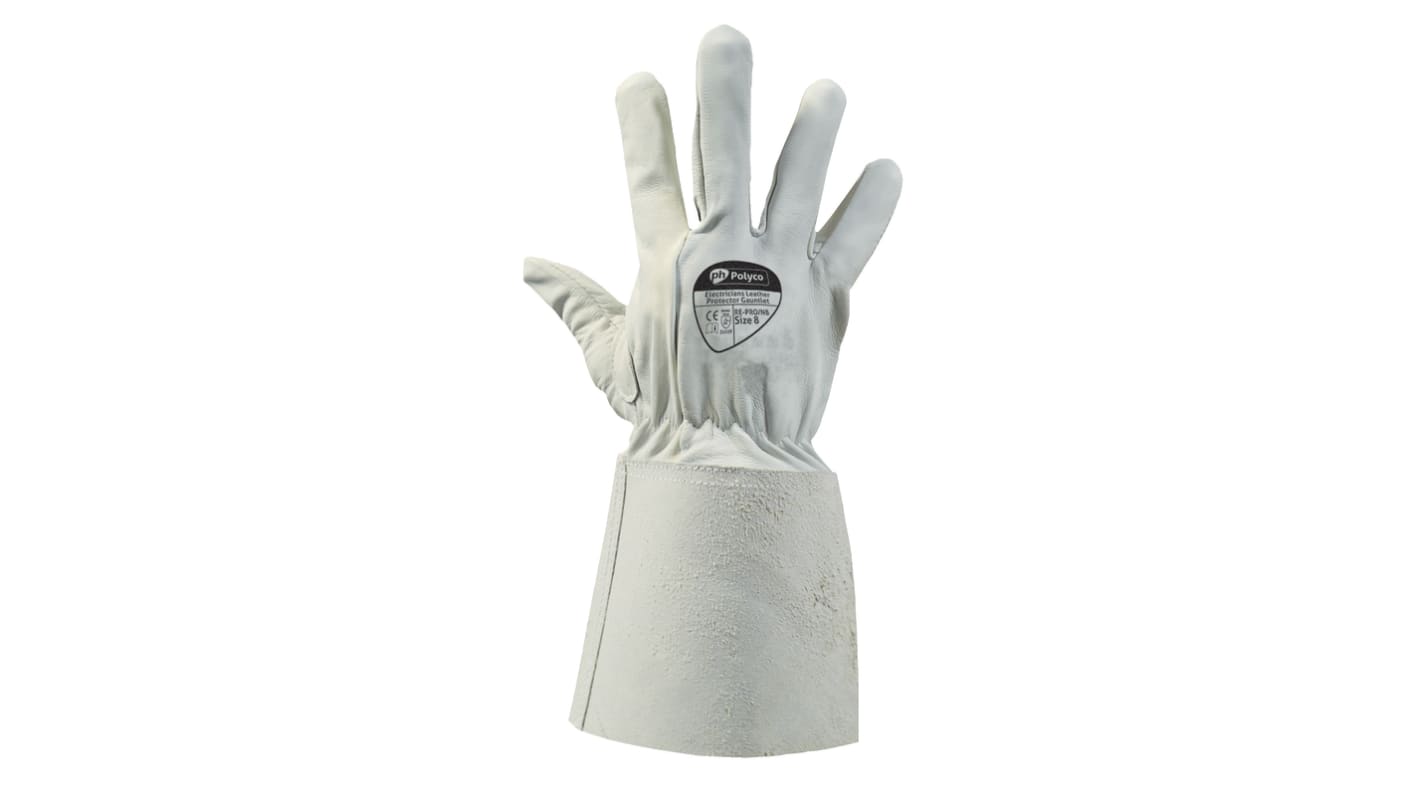 Polyco Healthline Grey Leather Electrical Safety Work Gloves, Size 8, Leather Coating