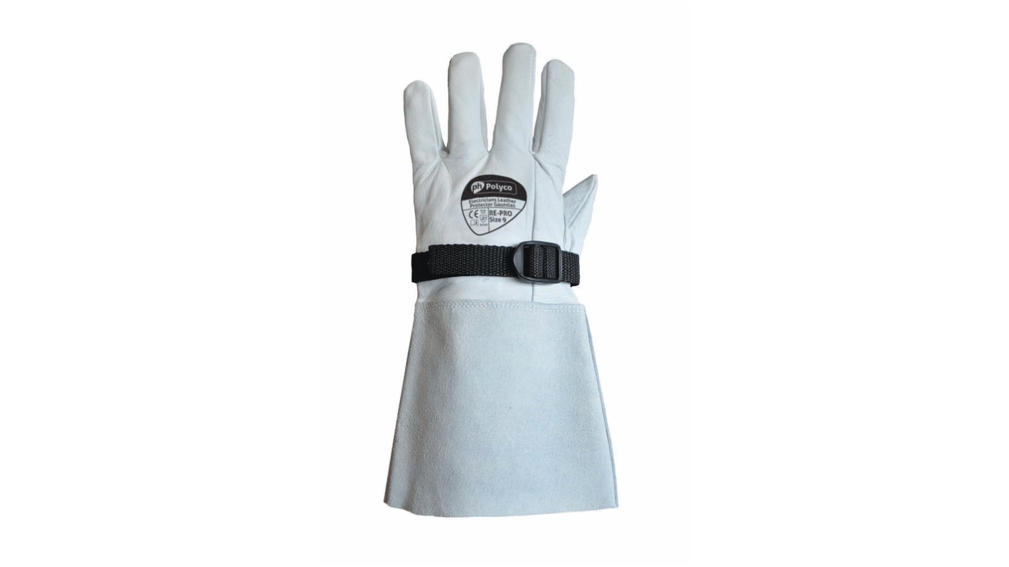 Polyco Healthline Grey Leather Electrical Safety Work Gloves, Size 10, XL, Leather Coating