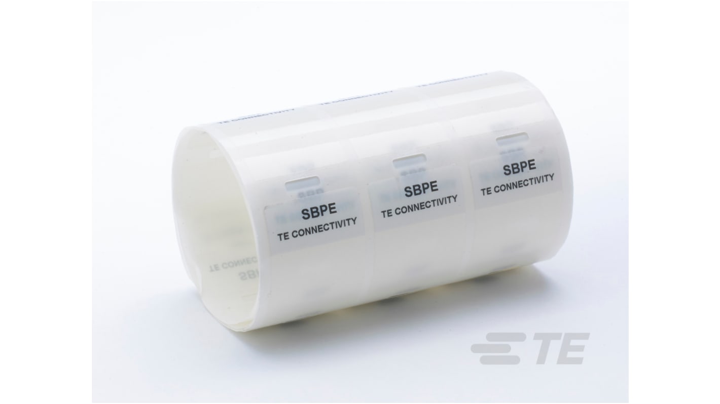 TE Connectivity SBPE Adhesive Cable Marker, White, Pre-printed "SBPE", 2 → 4.1mm Cable, for Cables, Wires