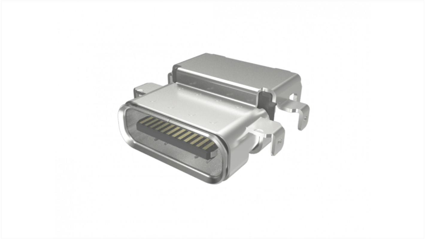 Connecteur USB type C USB4 Type C Clip isolé Amphenol Communications Solutions, Montage central, Angle droit