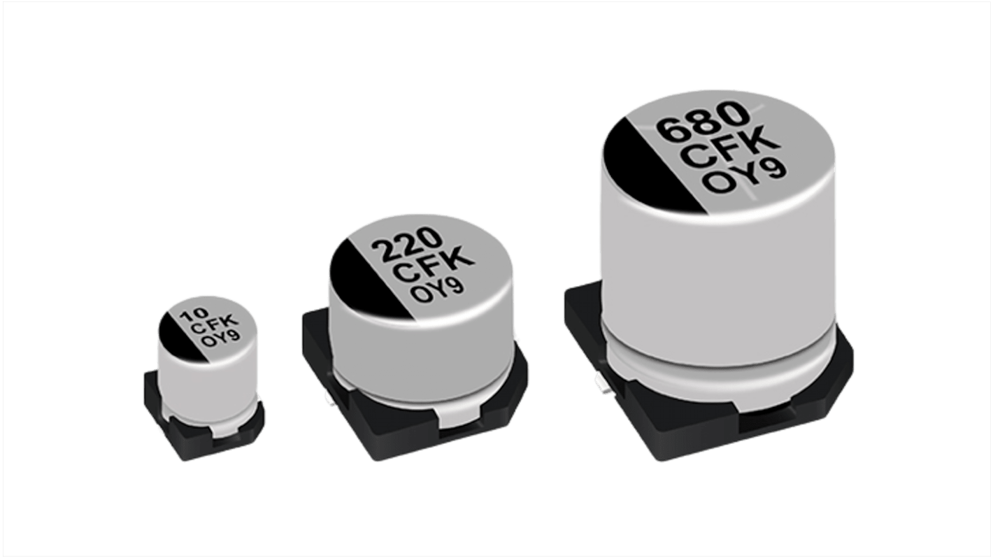 Condensador electrolítico Panasonic, 6800μF, 10V, mont. SMD, 12.5 x 13.5mm