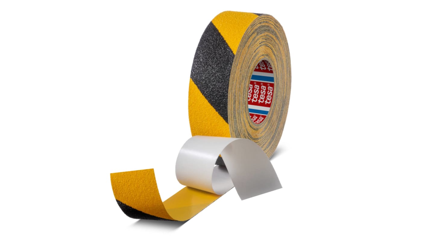 609540000003 Tesa Black, Yellow PVC Film 18m Adhesive Antislip