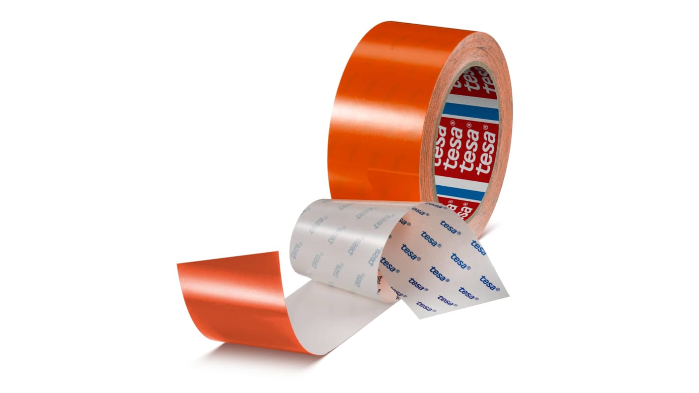 Tesa Orange PET 50mm Floor Tape, 0.175mm Thickness