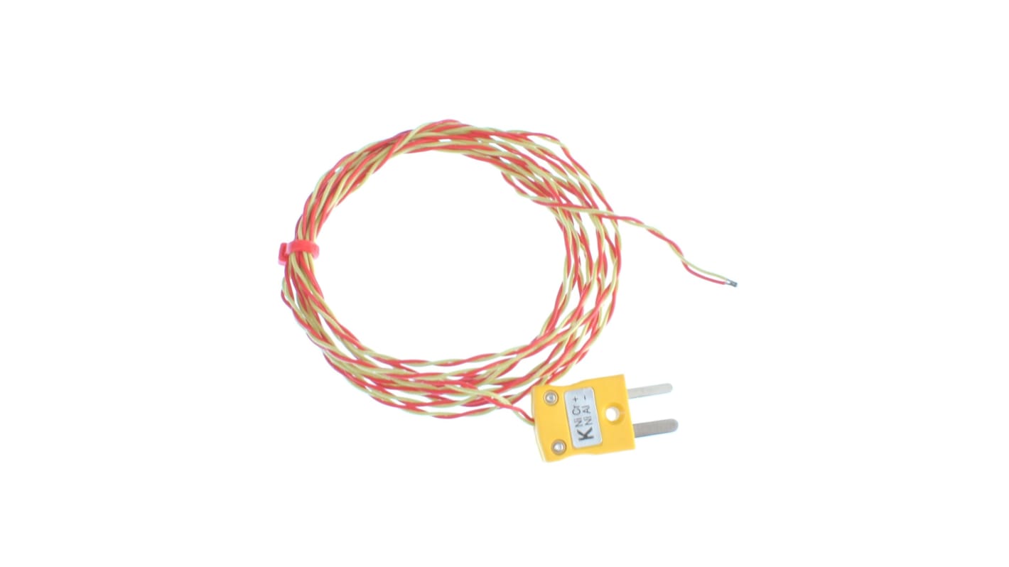 Thermocouple RS PRO type K Ø 1/0.3mm, L 1m, +250°C max à Fiche mâle miniature