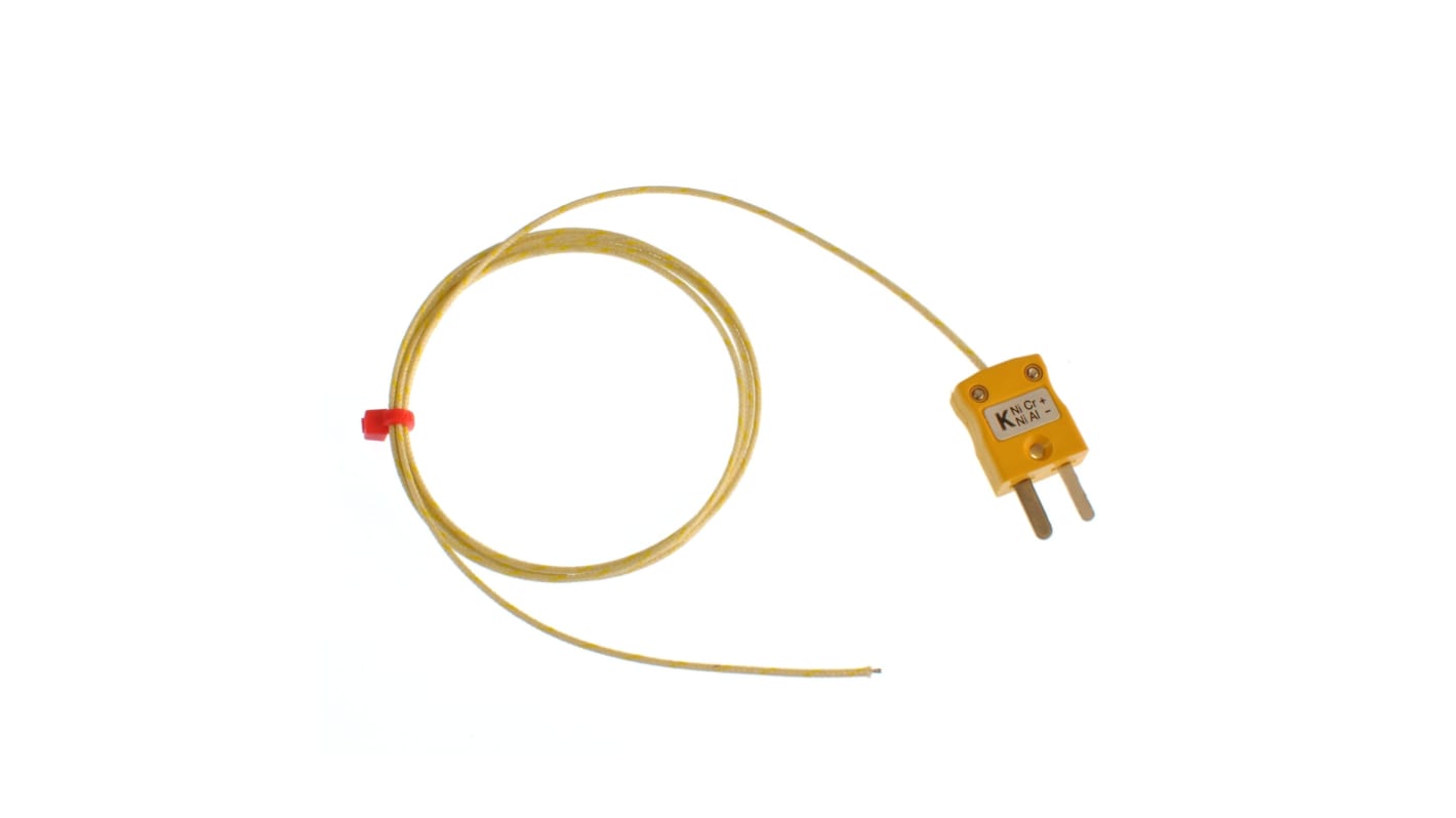 Thermocouple RS PRO type K Ø 1/0.3mm, L 2m, +400°C max à Fiche mâle miniature