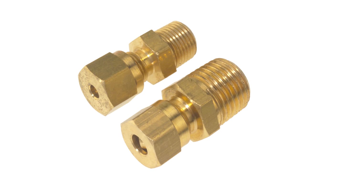 RS PRO, 1/8 BSPT Compression Fitting for Use with Thermocouple or PRT Probe, 3mm Probe