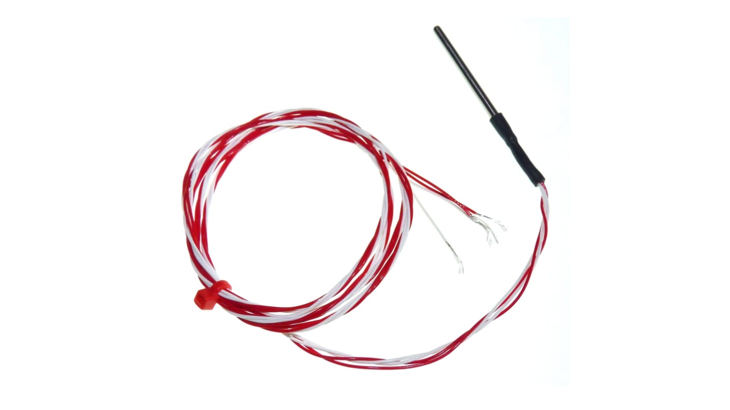 Sensor RTD PT100 RS PRO de 4 hilos, sonda: Ø 3mm, long. 50mm, cable de 1m, temp. -50°C → +200°C