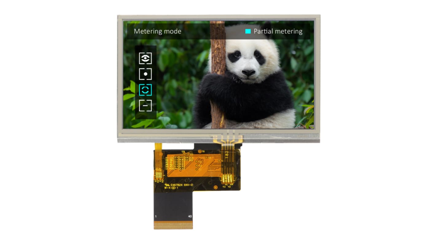 Display LCD a colori NEWHAVEN DISPLAY INTERNATIONAL, 4.3poll, interfaccia RGB, 480 x 272pixels, touchscreen