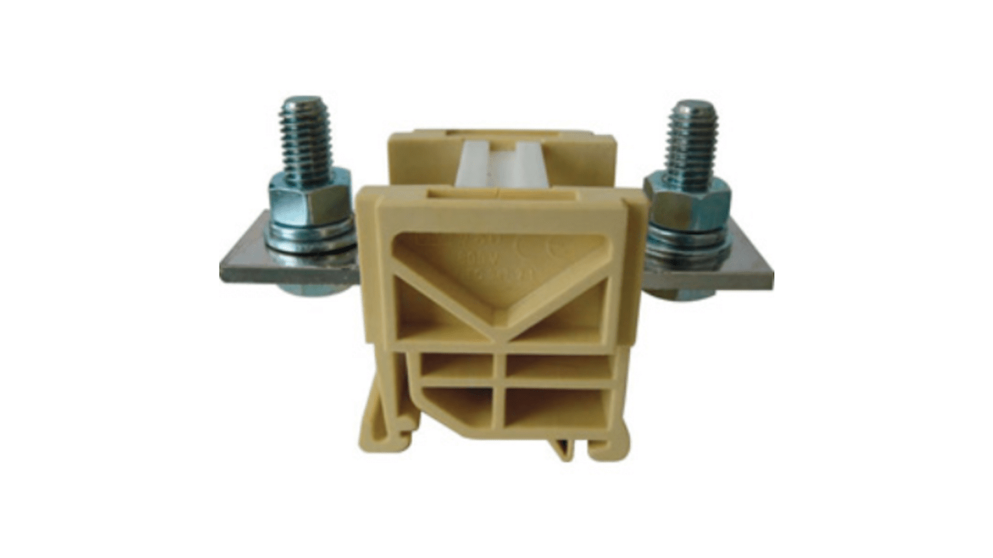 RS PRO Beige Feed Through Terminal Block, 70mm², 1-Level, Bolt Termination