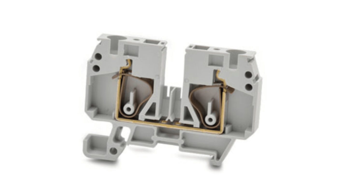 RS PRO Grey Feed Through Terminal Block, 6mm², 1-Level, Spring Termination