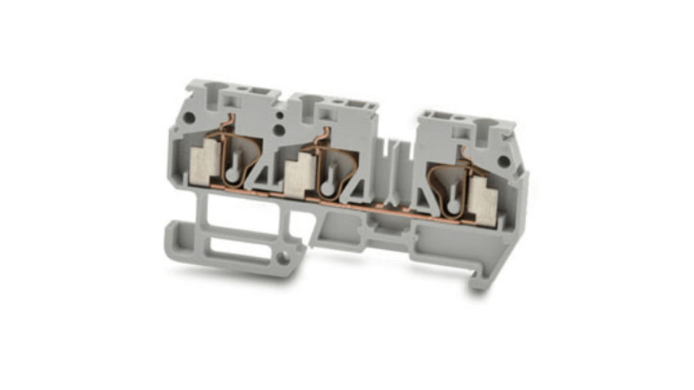 RS PRO Grey Feed Through Terminal Block, 2.5mm², 1-Level, Spring Termination