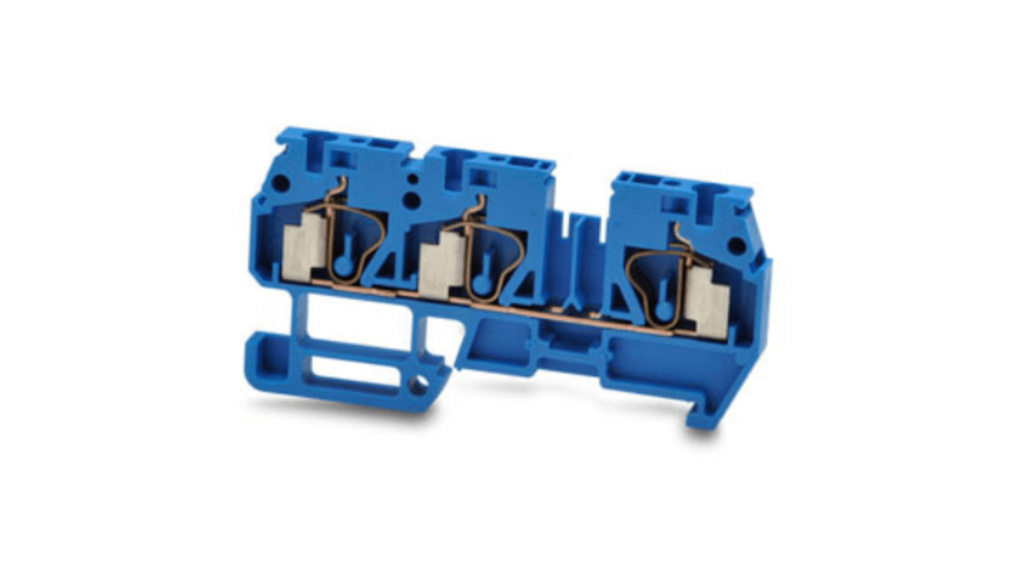 RS PRO Blue Feed Through Terminal Block, 2.5mm², 1-Level, Spring Termination