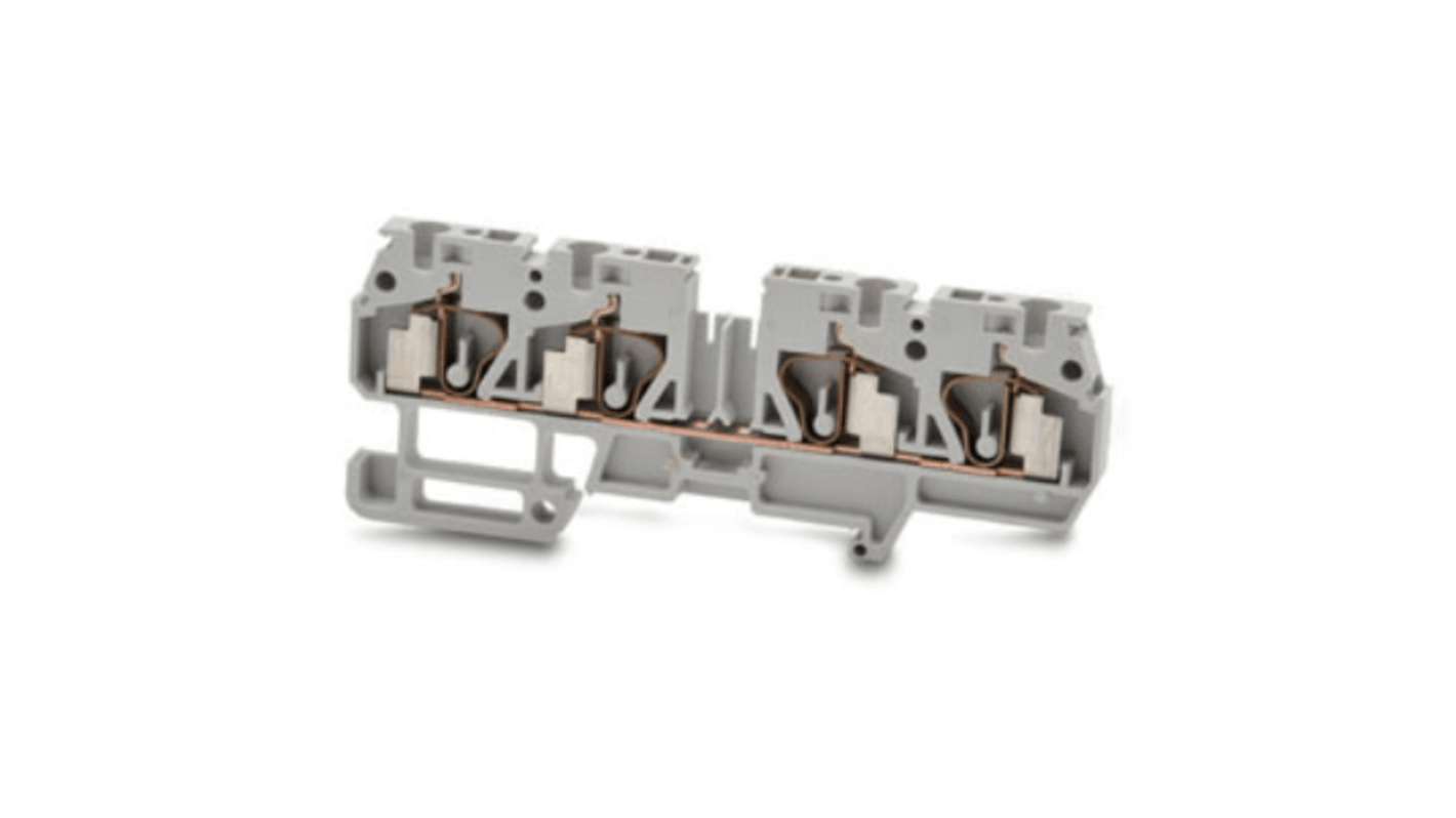 RS PRO Grey Feed Through Terminal Block, 2.5mm², 1-Level, Spring Termination