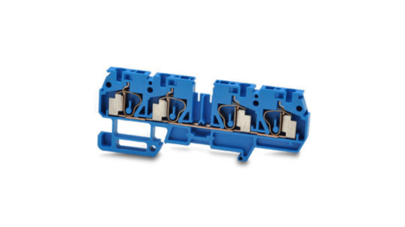 RS PRO Blue Feed Through Terminal Block, 2.5mm², 1-Level, Spring ...