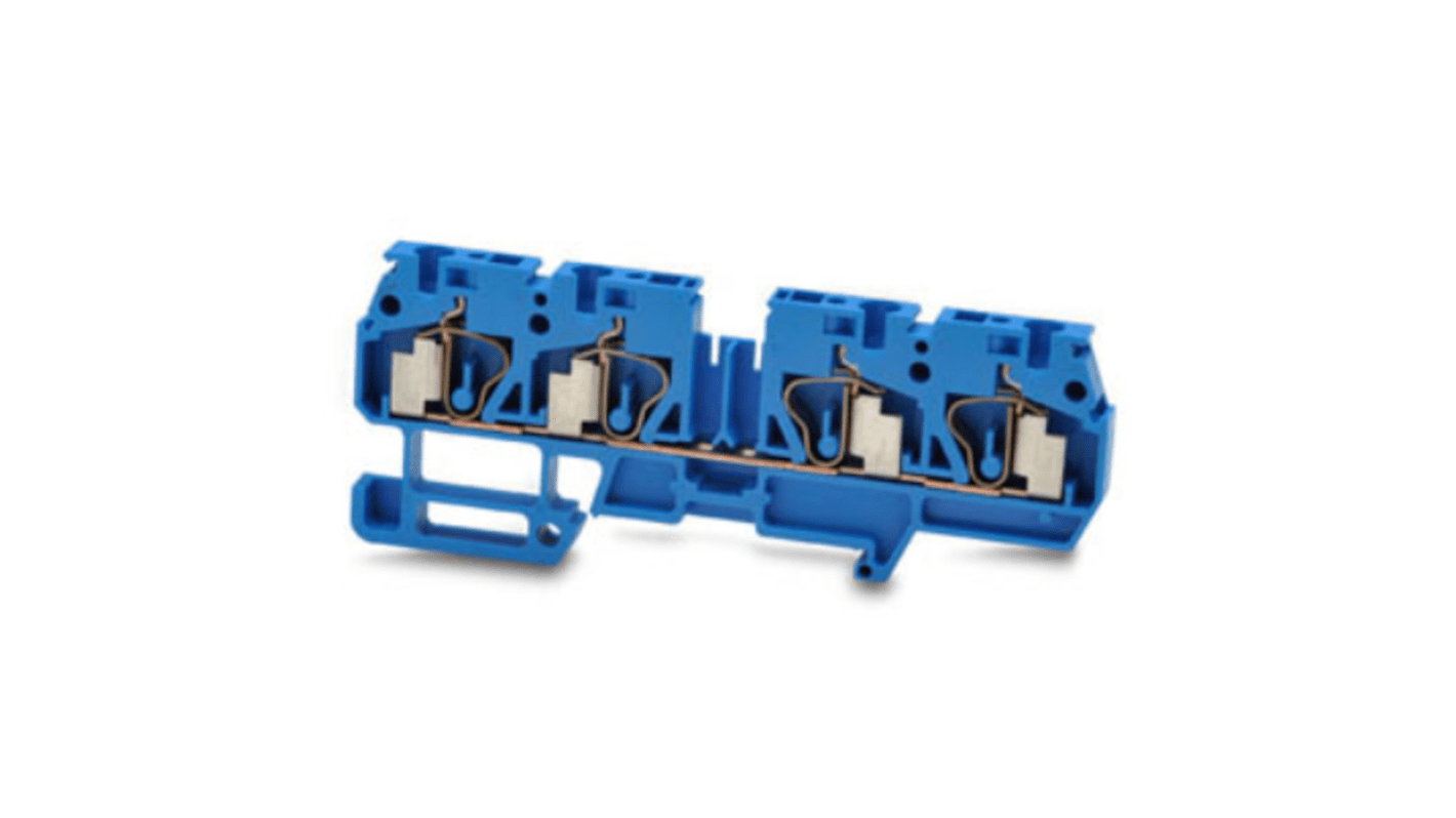 RS PRO Blue Feed Through Terminal Block, 2.5mm², 1-Level, Spring Termination