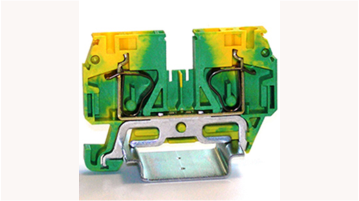 RS PRO 1Way DIN Rail Earth Terminal Block, 6mm², 24 → 10 AWG Wire