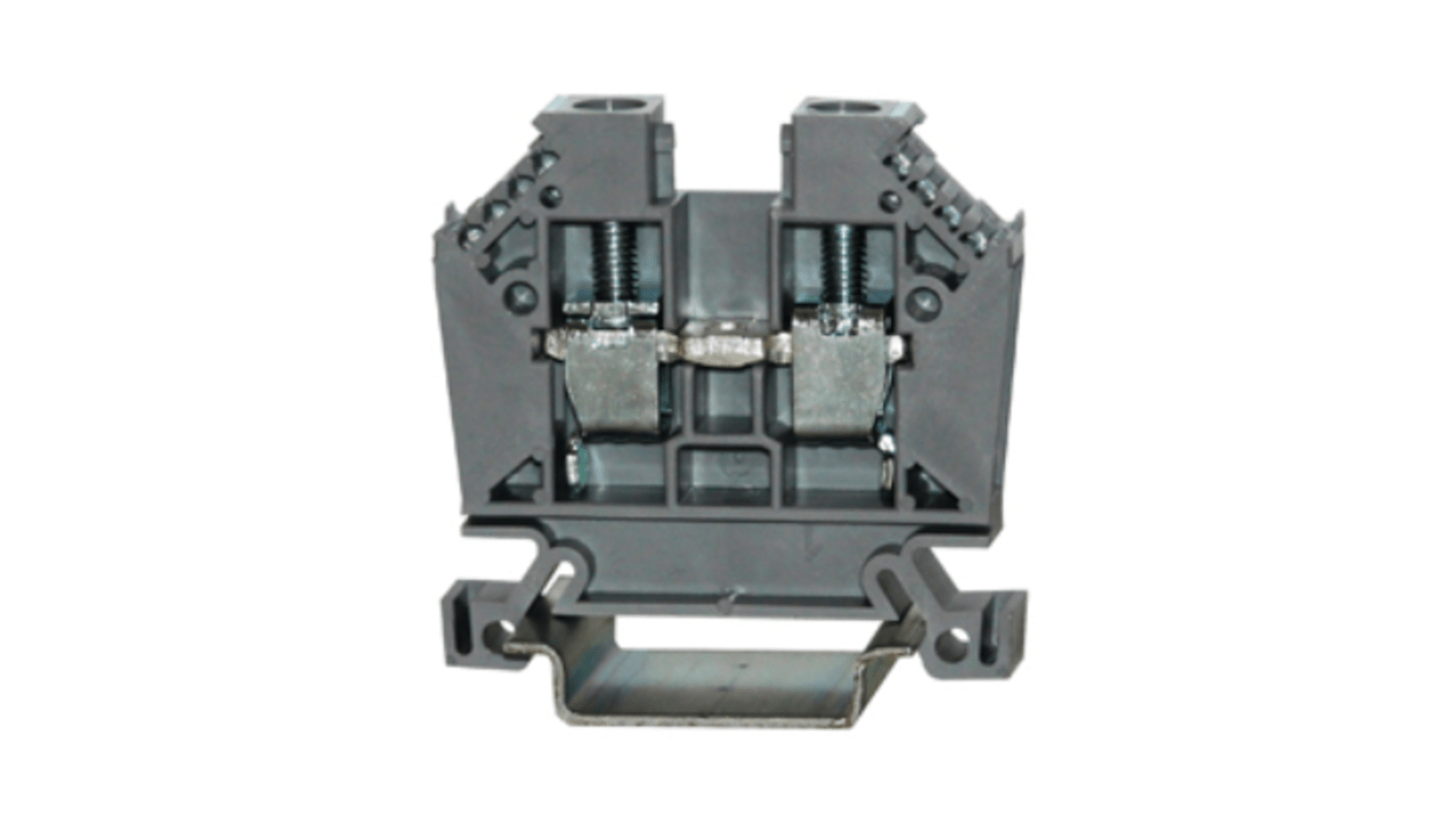 RS PRO Grey Feed Through Terminal Block, 10mm², 1-Level, Cage Clamp Termination