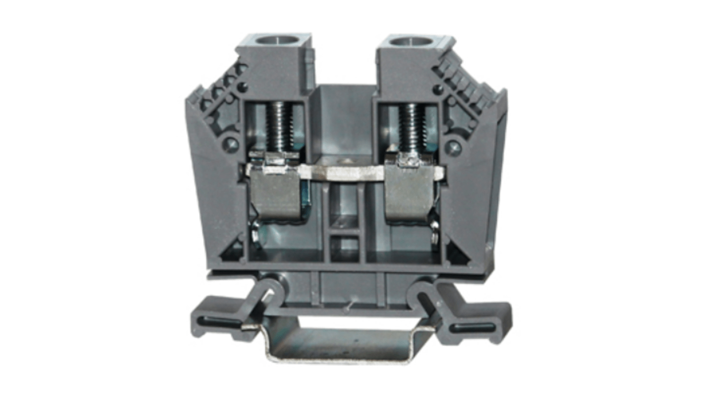 RS PRO Grey Feed Through Terminal Block, 25mm², 1-Level, Cage Clamp Termination