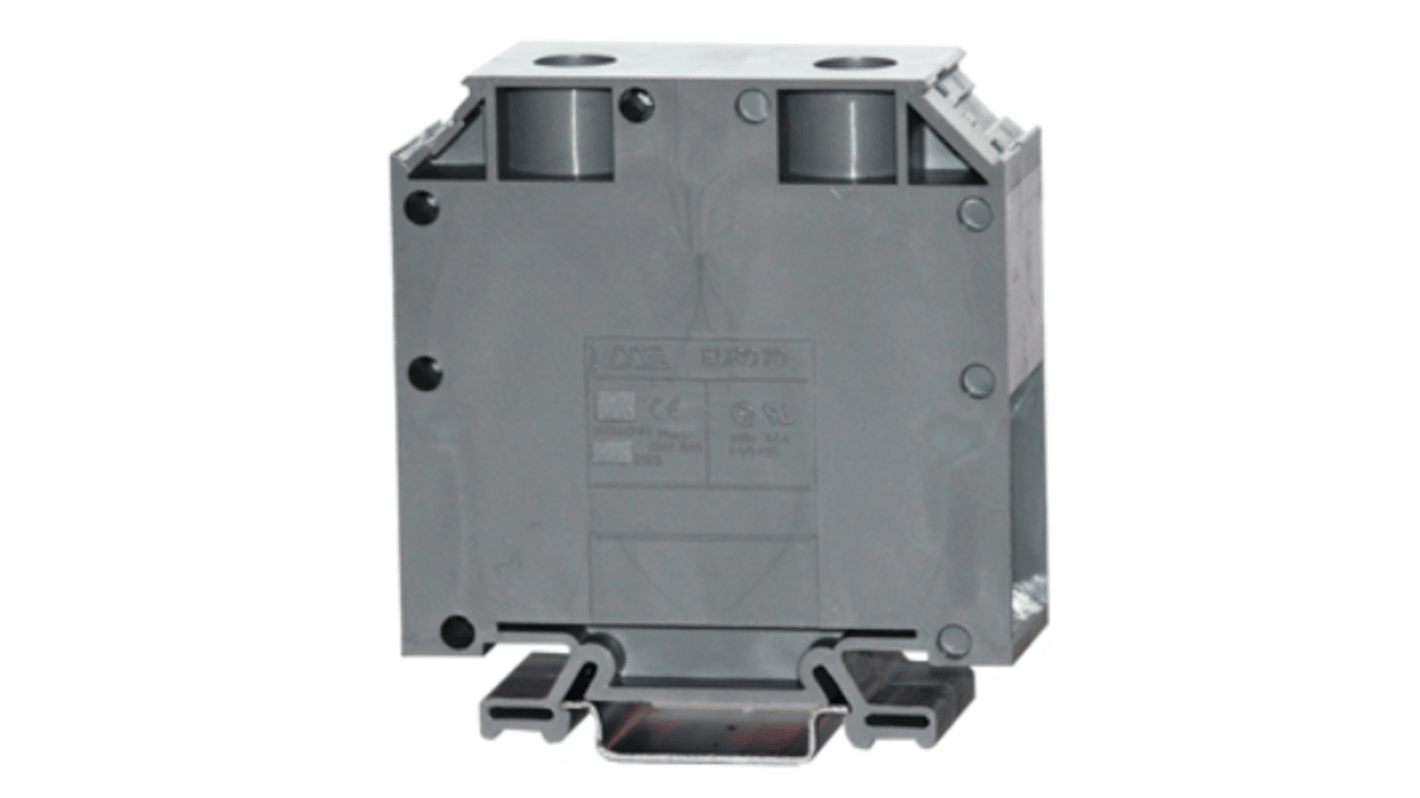 RS PRO Grey Feed Through Terminal Block, 70mm², 1-Level, Cage Clamp Termination