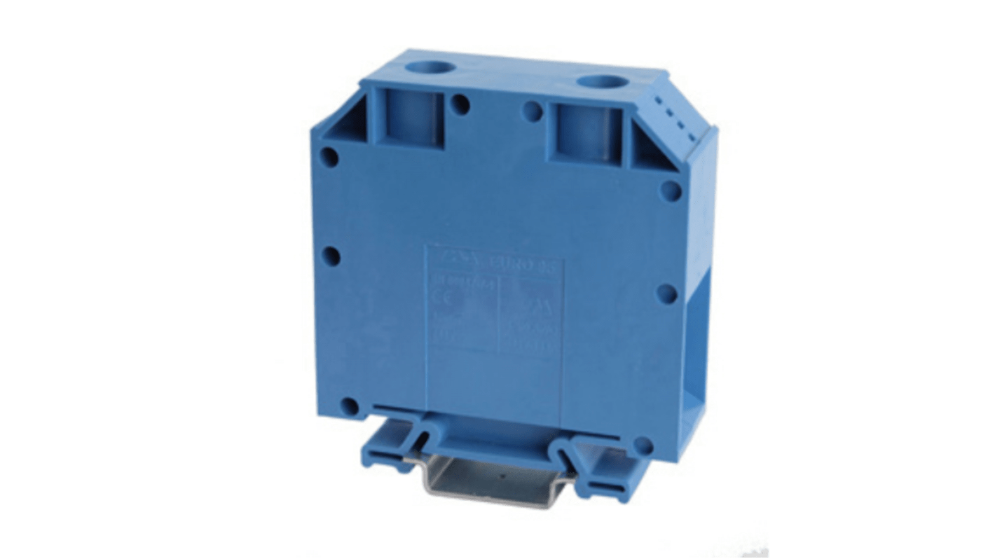 RS PRO Blue Feed Through Terminal Block, 95mm², 1-Level, Cage Clamp Termination