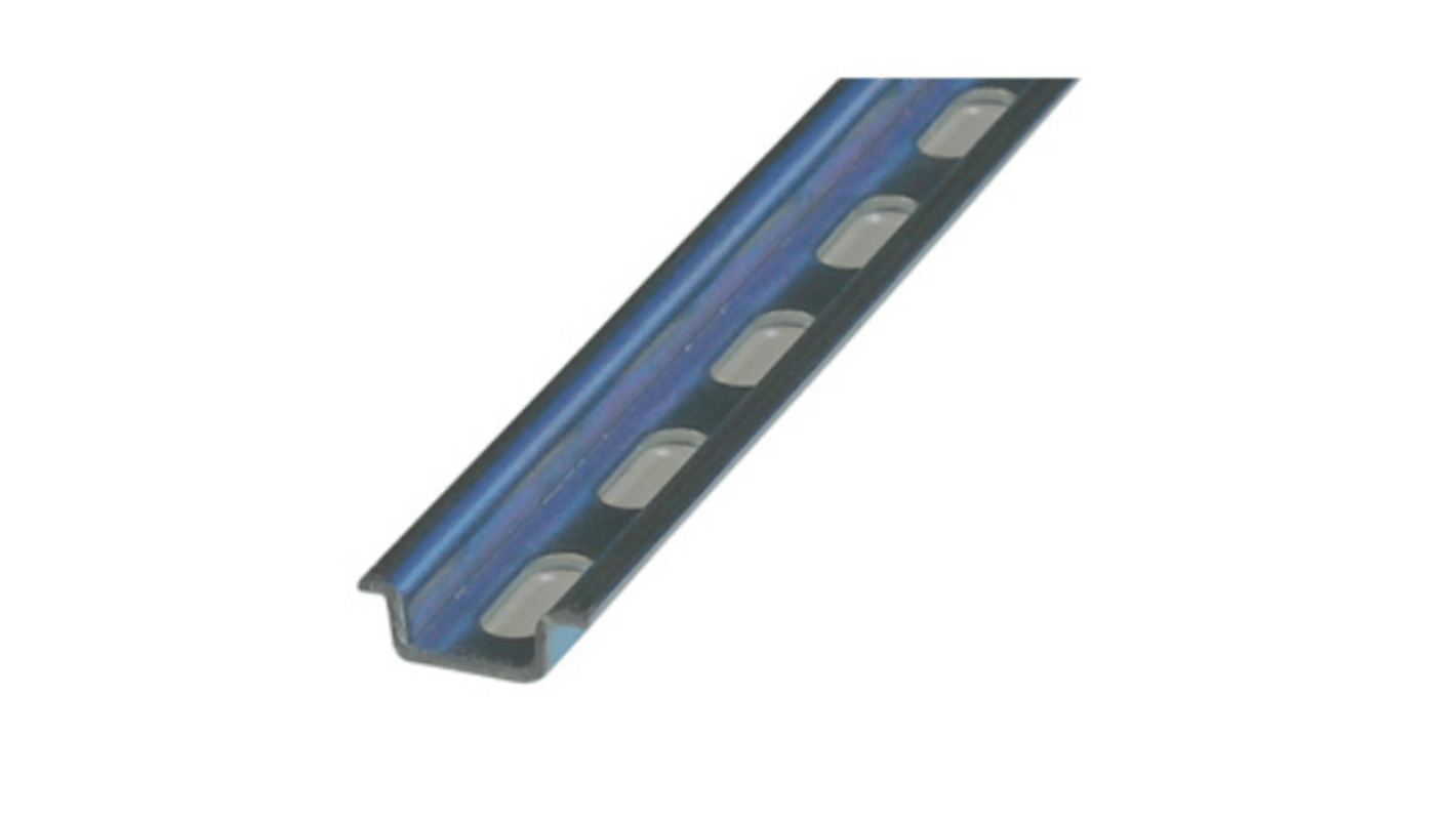 Rail DIN RS PRO 2000mm x 15mm x 6mm, Fendu, Bloc de jonction en Acier Zingué