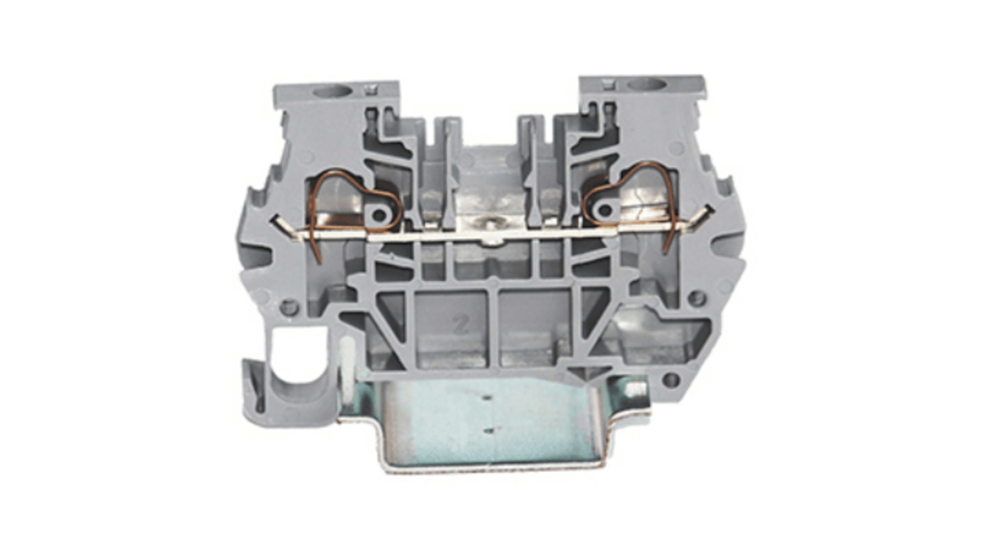 RS PRO Grey Feed Through Terminal Block, 4mm², 1-Level, Spring ...