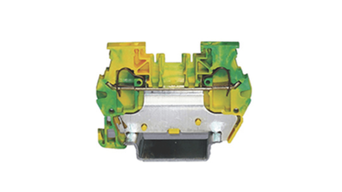 RS PRO 1-Way DIN Rail Earth Terminal Block, 4mm², 24 → 10 AWG Wire, Spring, PA 66 Housing