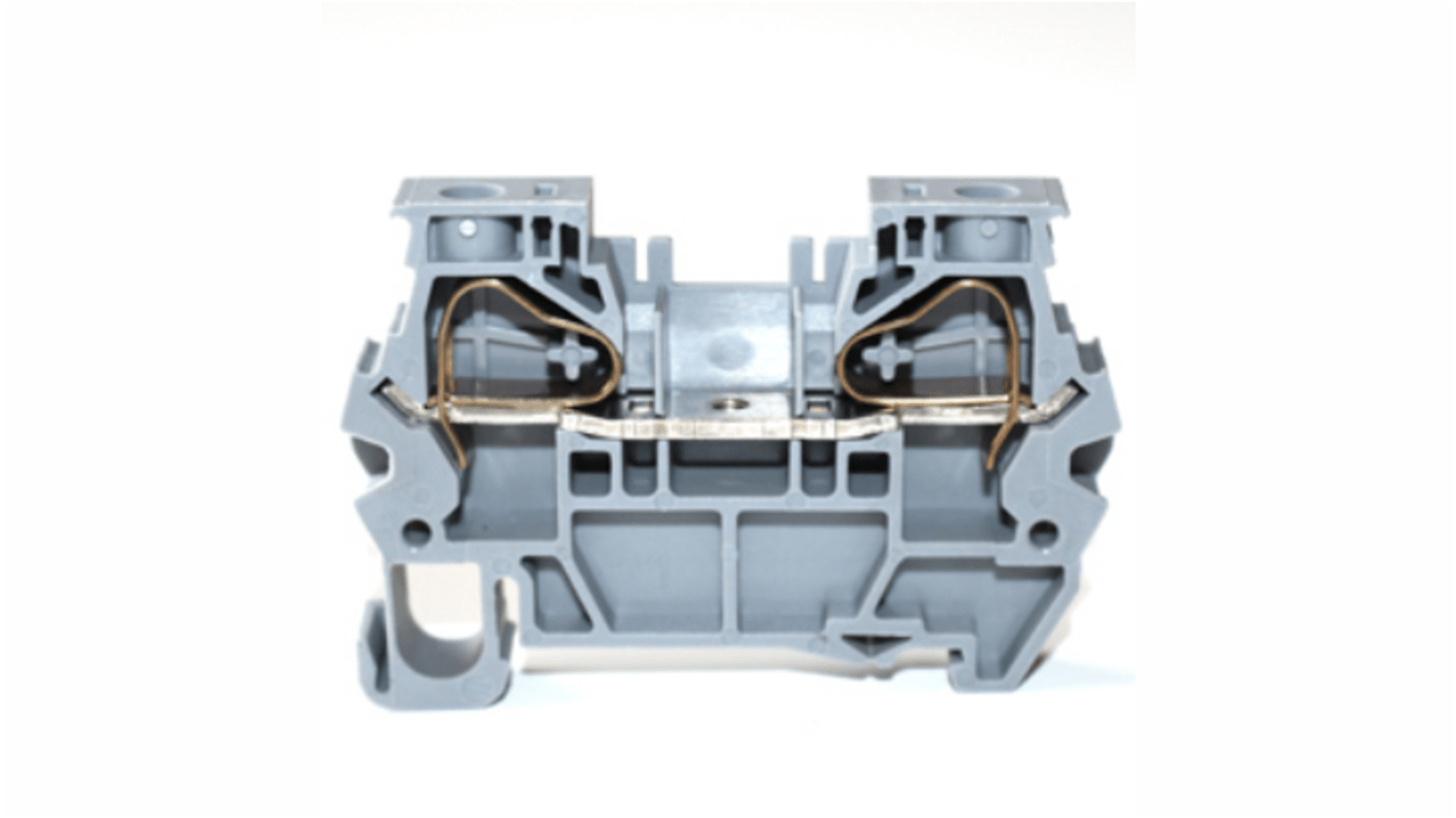RS PRO Grey Feed Through Terminal Block, 6mm², 1-Level, Spring ...