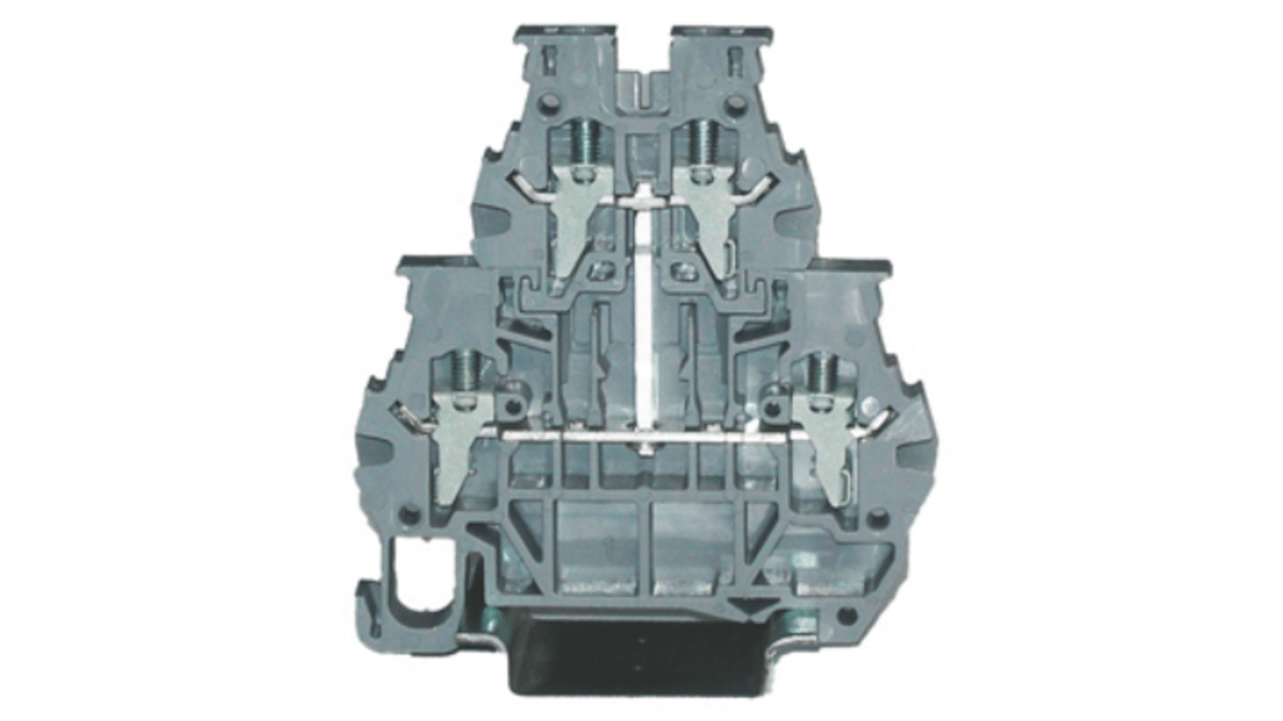 RS PRO Grey Feed Through Terminal Block, 4mm², 2-Level, Clamp Termination