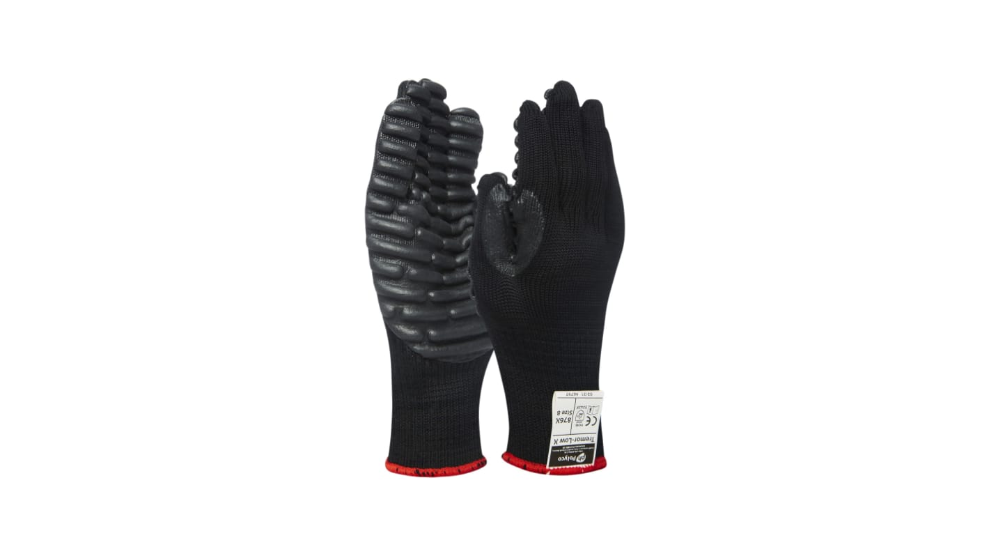 Polyco Healthline Black Anti-Vibration Precision Handling Gloves, Size 8, Medium