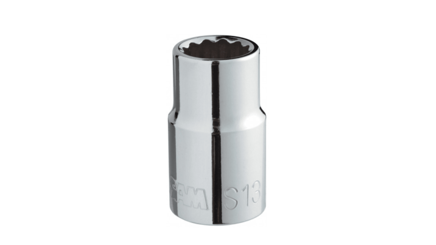 SAM 1/2 in Drive 12mm Standard Socket, 12 point, 38 mm Overall Length