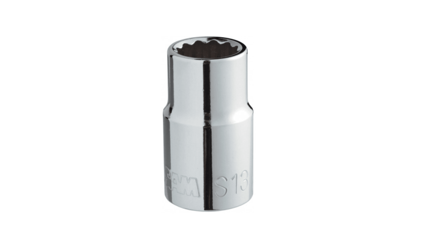 SAM 1/2 in Drive 16mm Standard Socket, 12 point, 38 mm Overall Length