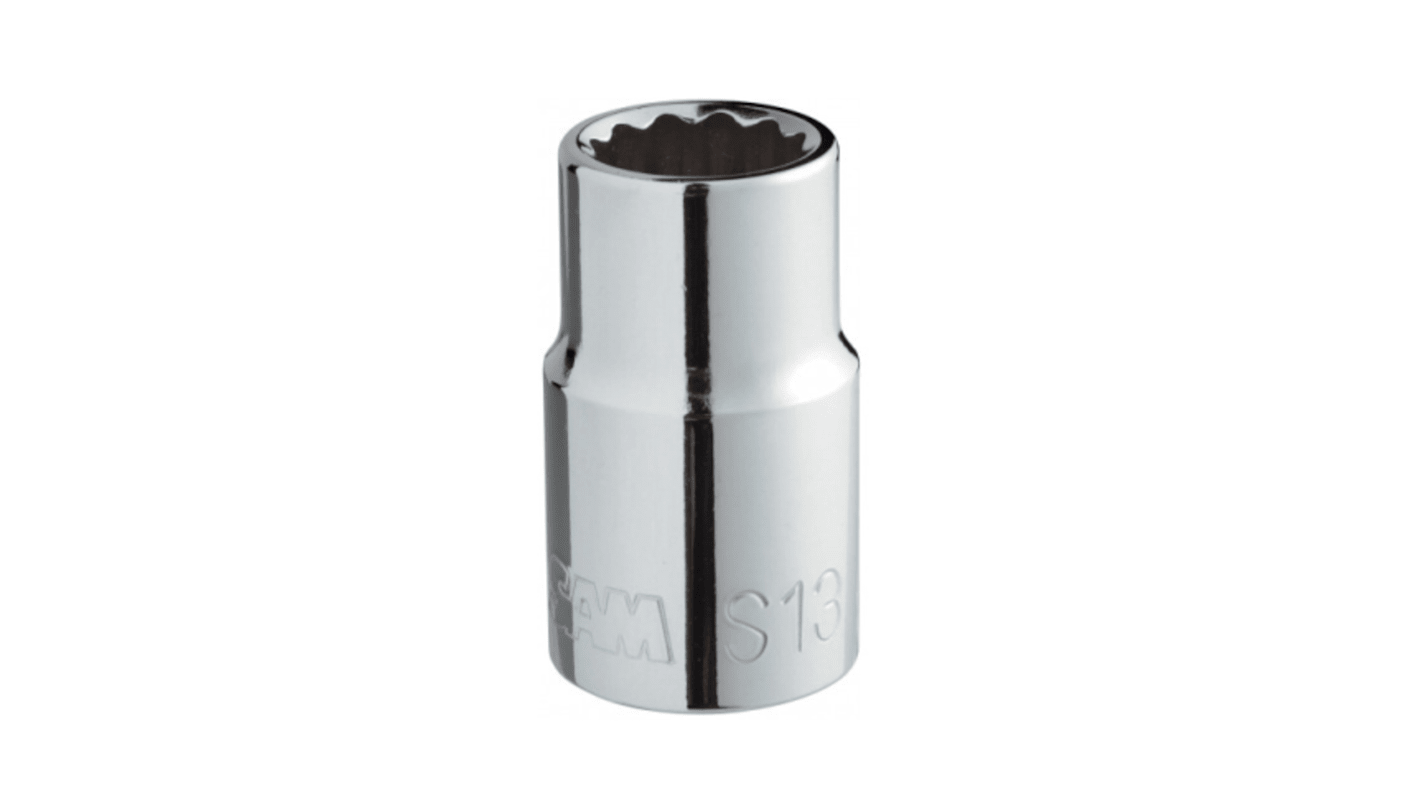 SAM 1/2 in Drive 17mm Standard Socket, 12 point, 38 mm Overall Length