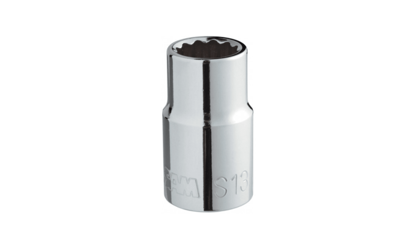 SAM 1/2 in Drive 18mm Standard Socket, 12 point, 38 mm Overall Length