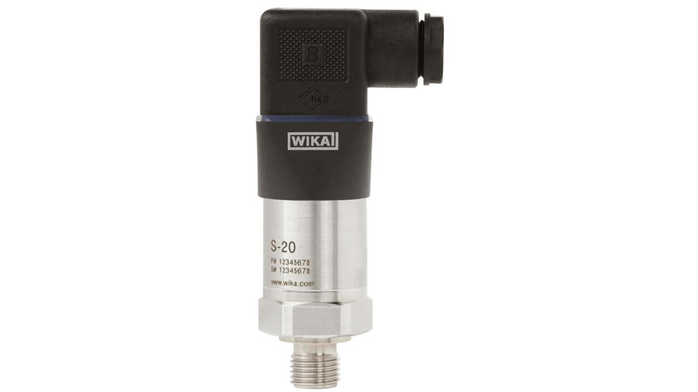 48804505 WIKA S20 Series Pressure Sensor, 0bar Min, 10bar Max