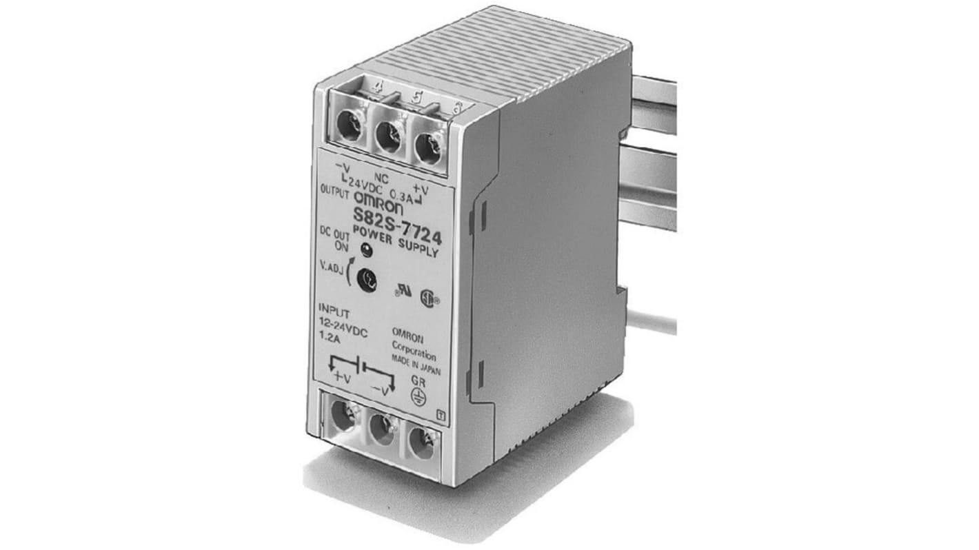 Omron S82S Switch Mode DIN Rail Power Supply, 100V dc Input, 240V dc Output, 1.5A Output, 7.5W