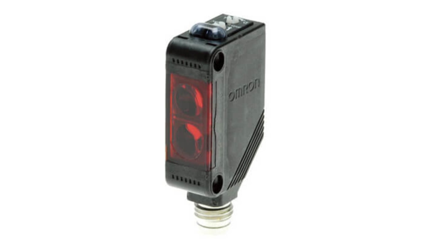 Fotocélula rectangular Omron, Sistema Difuso, alcance 90 mm, salida PNP, Conector de 4 contactos M8