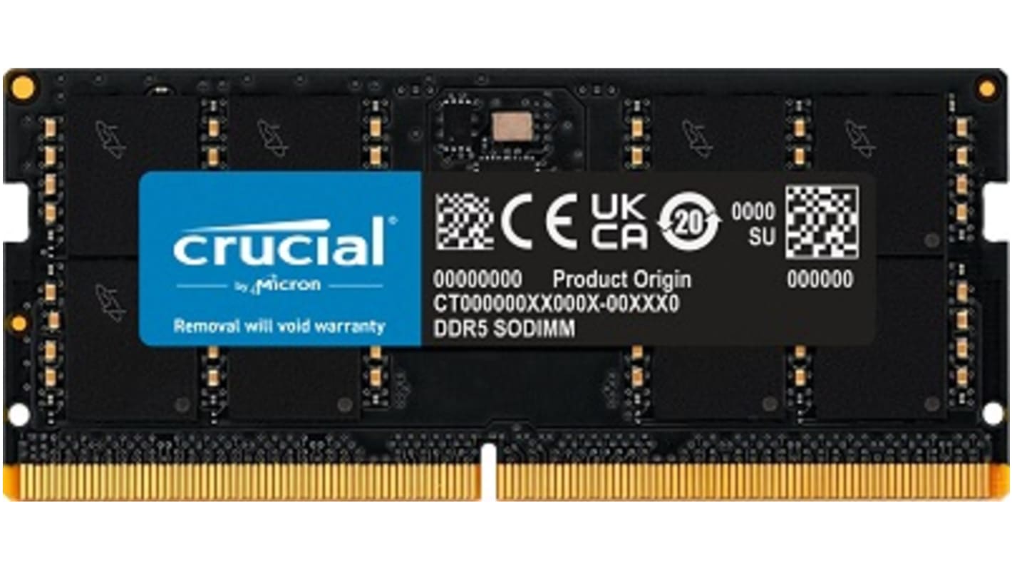 Crucial Arbeitsspeicher für Desktop, 32 GB, 5200Mbit/s DDR5,  industrietauglich UDIMM