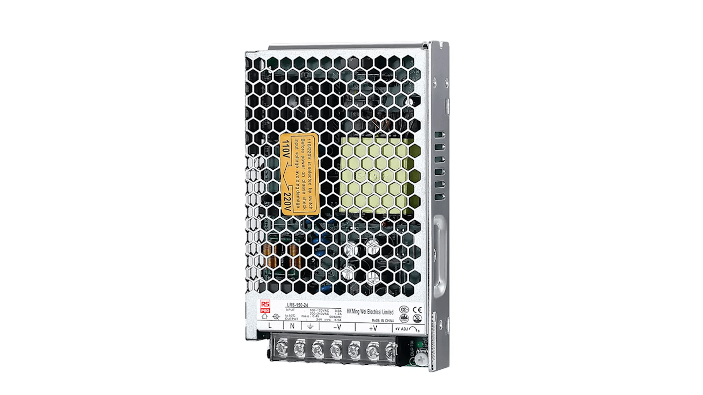 RS PRO Embedded Switch Mode Power Supply (SMPS), 24V dc, 6.5A, 156W, 1 ...
