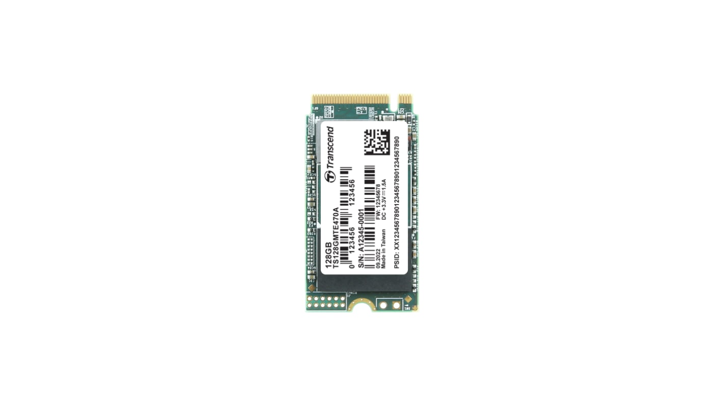 Disco duro SDD interno M.2 2242 Transcend de 128 GB, NVMe PCIe Gen 3 x 4, 3D TLC, para aplicaciones industriales