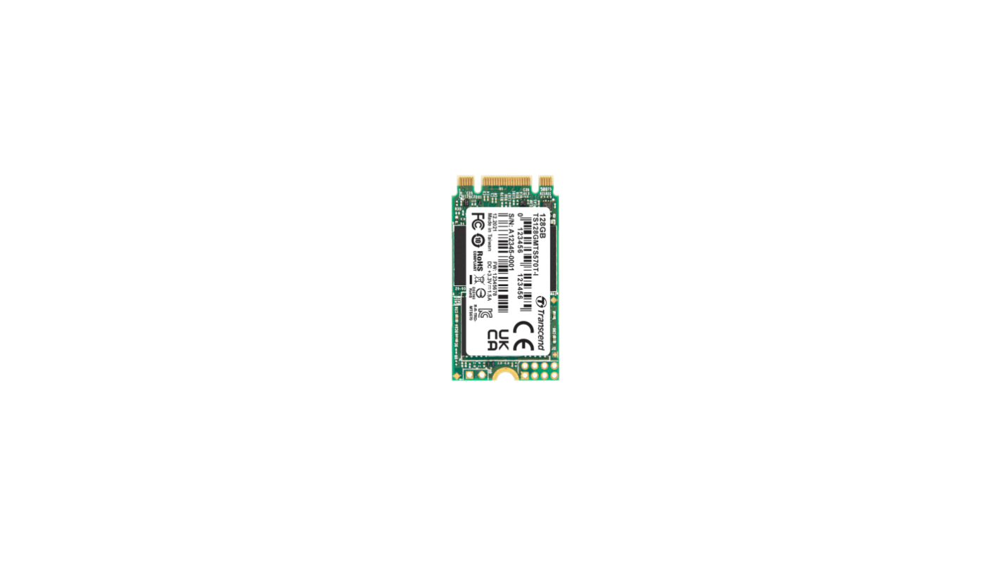 Disco duro SDD interno M.2 2242 Transcend de 128 GB, SATA III, 3D TLC, para aplicaciones industriales