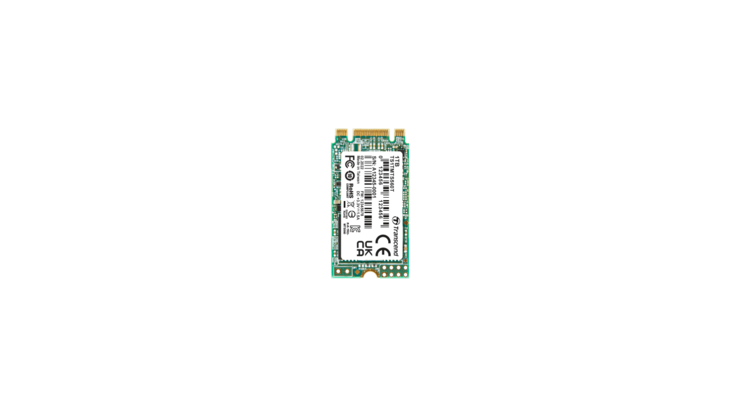 Transcend MTS560T, M.2 2242 Intern HDD-Festplatte SATA III Industrieausführung, 3D TLC, 1 TB, SSD