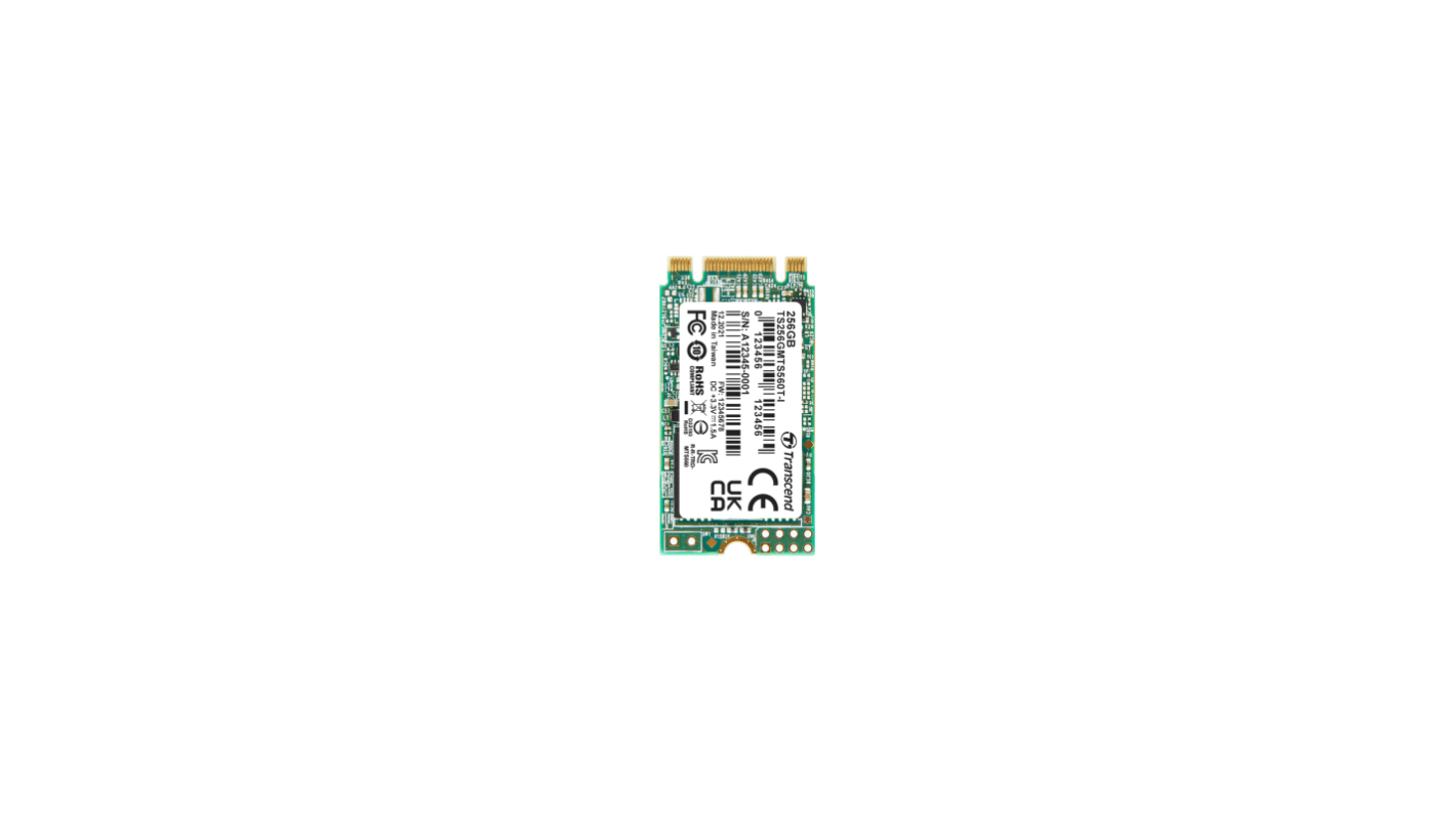 Transcend MTS560T-I, M.2 2242 Intern HDD-Festplatte SATA III Industrieausführung, 3D TLC, 256 GB, SSD