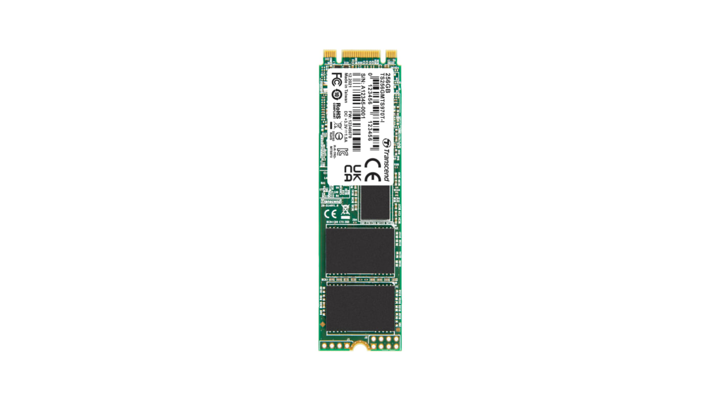 Disco duro SDD interno M.2 2280 Transcend de 256 GB, SATA III, 3D TLC, para aplicaciones industriales